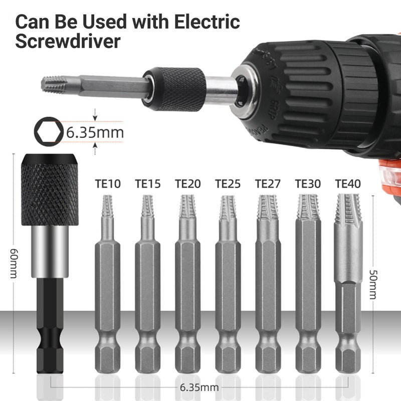 12Pcs Damaged Screw Extractor Set, Remover for Stripped Head Screws Nuts & Bolts Drill Bit Tools for Easy Removal of Rusty & Broken Hardware Can Not Drill Hole - Image 5
