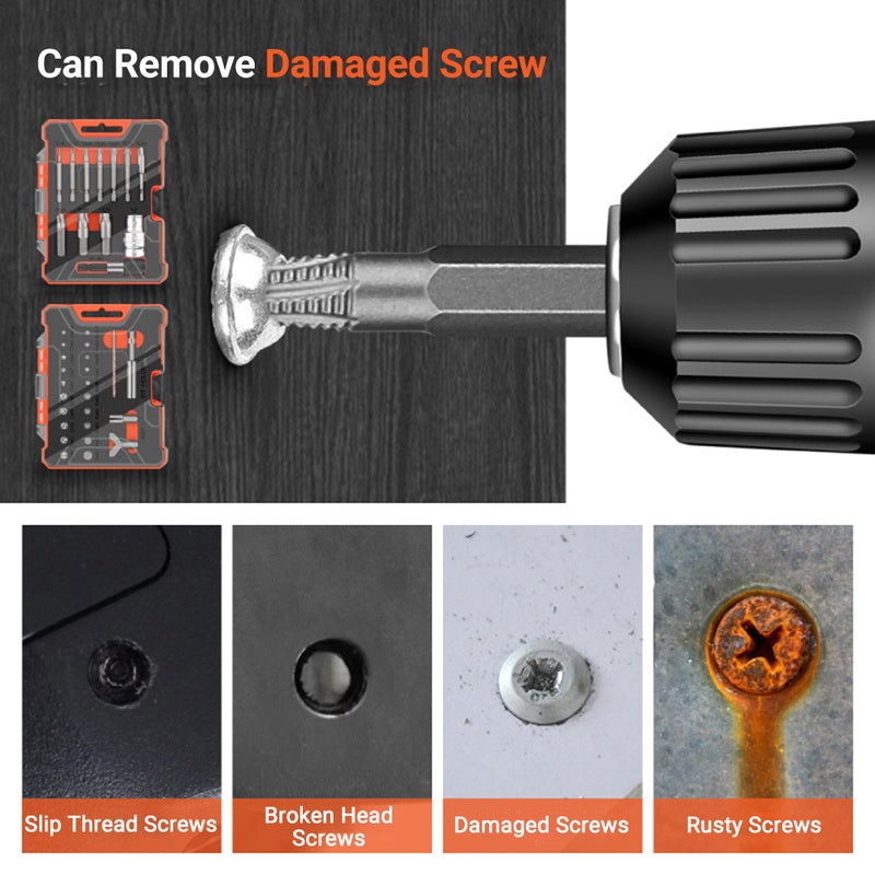 12Pcs Damaged Screw Extractor Set, Remover for Stripped Head Screws Nuts & Bolts Drill Bit Tools for Easy Removal of Rusty & Broken Hardware Can Not Drill Hole - Image 3
