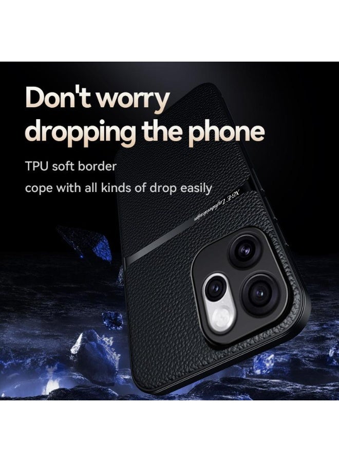 Phone Case Cover Leather TPU Back Case Cover shock resistant Compatible with Oppo Reno 15F (Black) - Image 4