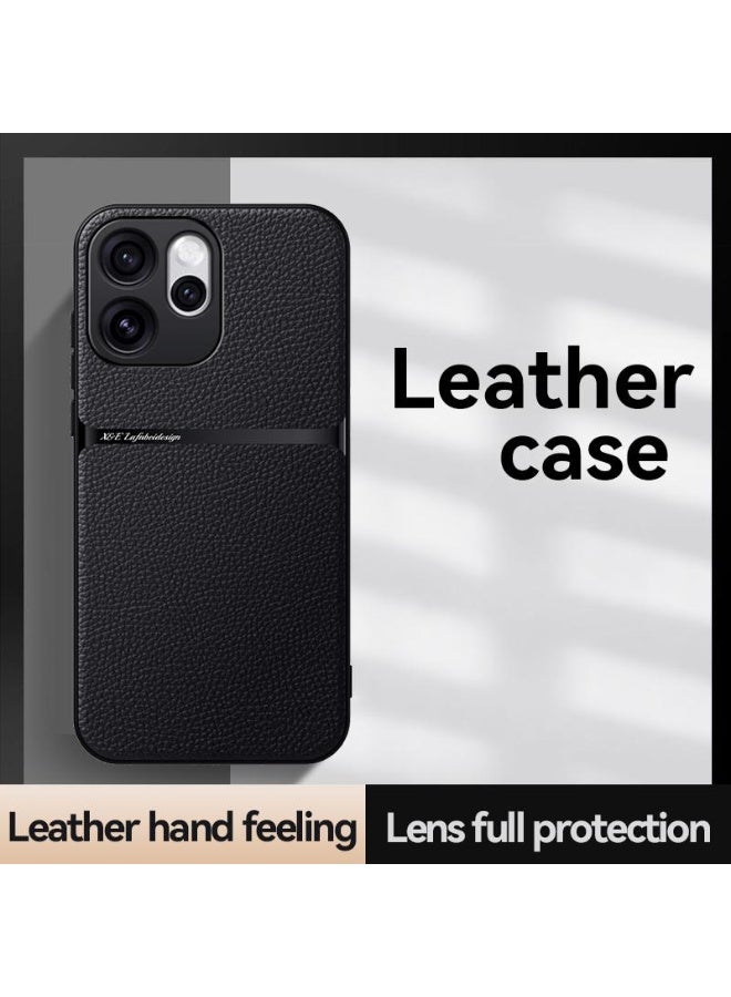 Phone Case Cover Leather TPU Back Case Cover shock resistant Compatible with Oppo Reno 15F (Black) - Image 2