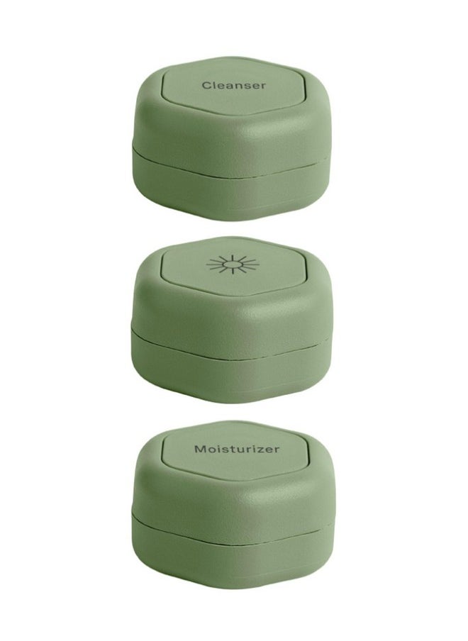 Cadence Travel Containers Skincare Set Magnetic Travel Capsules For Facial Cleanser Moisturizer Sunscreen 3 Medium Capsules (0.56Oz) With Cleanser Moisturizer & Sunicon Labels Eucalyptus  - Image 1