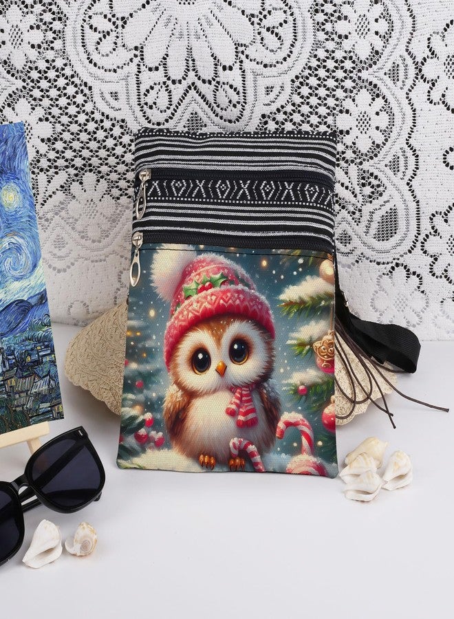 XiaoGalaee Christmas Owl Print Crossbody Bag Christmas-themed Purse Adjustable Shoulder Strap Messenger Bag for Friend Adult Birthday Gift - Image 3