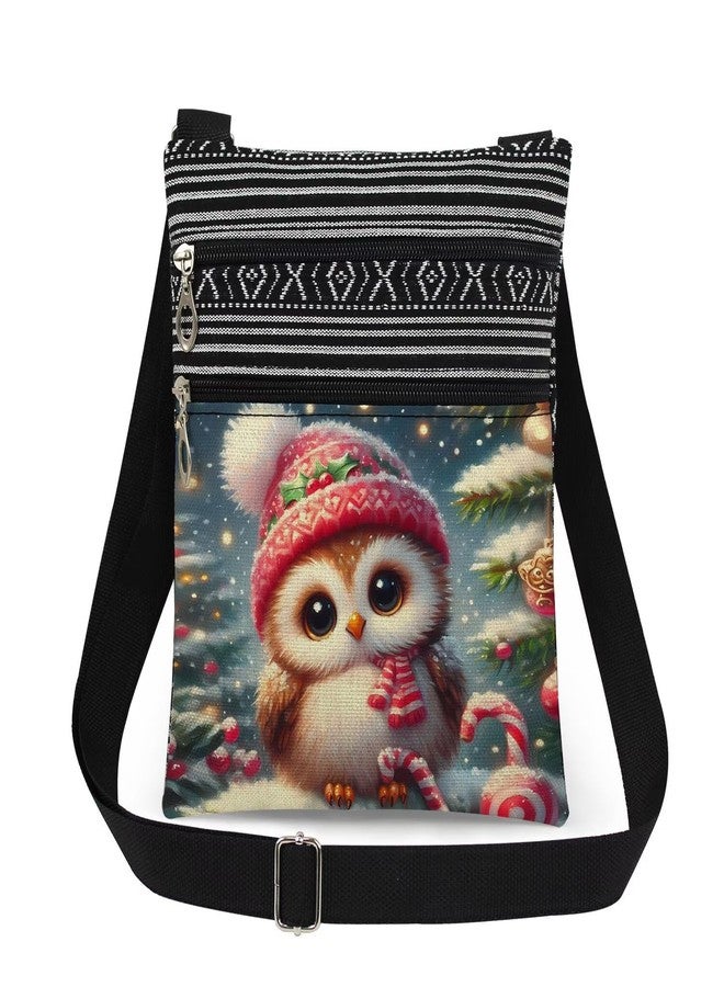 XiaoGalaee Christmas Owl Print Crossbody Bag Christmas-themed Purse Adjustable Shoulder Strap Messenger Bag for Friend Adult Birthday Gift - Image 1