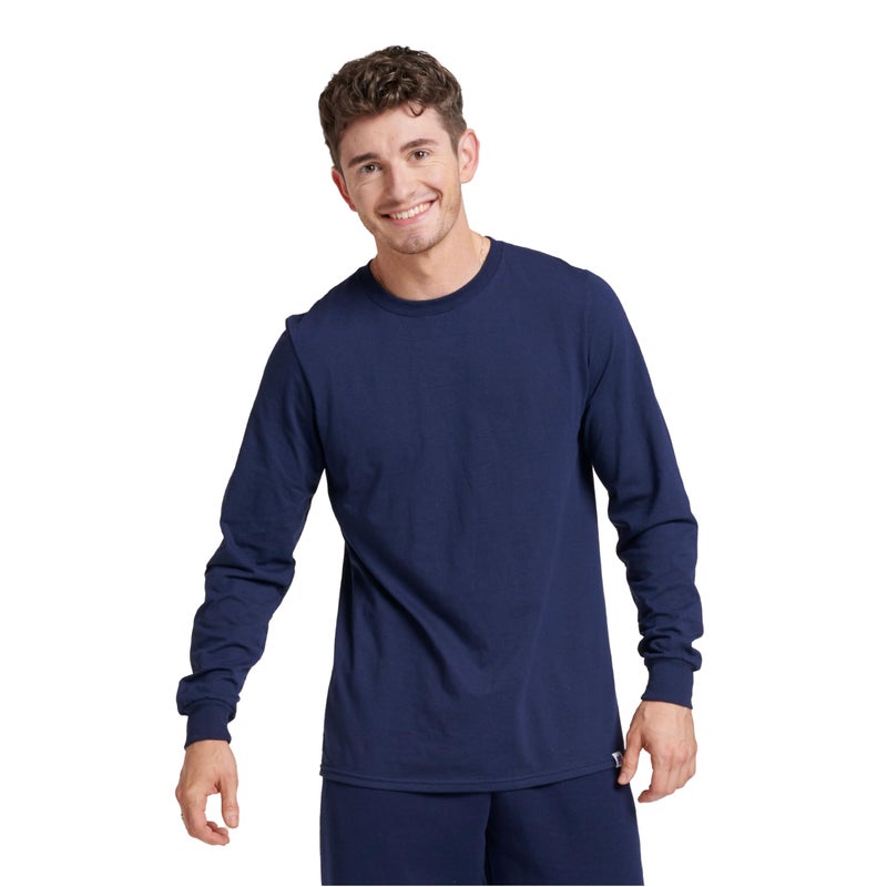 Russell Athletic Mens Cotton Performance Long Sleeve TShirts T Shirt Navy XLarge US