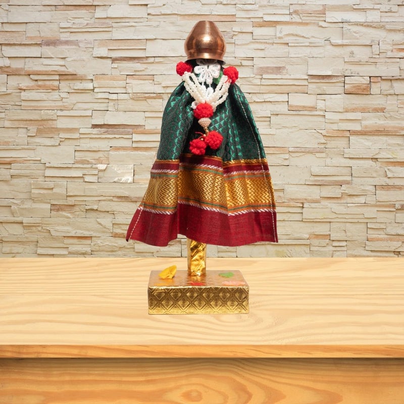Punyatva Readymade Gudhi Green Khan Maharashtrian Festival Gudi Padwa StandGudiPadwa Decoration Showpiece with Copper Vessel MediumGudhiPadwa GiftGudhiPadawa Dcor - Image 1
