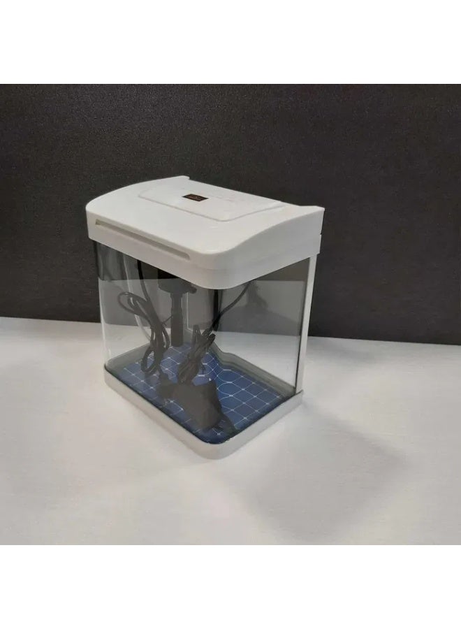 حوض سمك صغير زجاجي أبيض اللون، سمكة سعيدة للمنزل والمكتب - Image 2