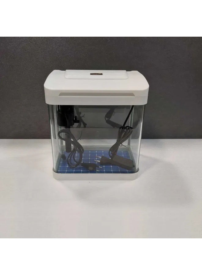 حوض سمك صغير زجاجي أبيض اللون، سمكة سعيدة للمنزل والمكتب - Image 3