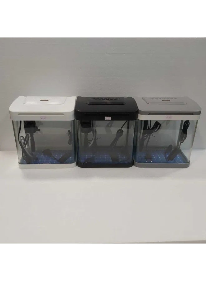 حوض سمك صغير زجاجي أبيض اللون، سمكة سعيدة للمنزل والمكتب - Image 4