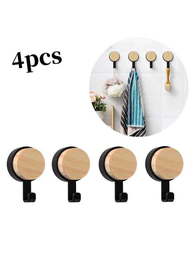 Black Adhesive Hooks 4pcs No Punch Wall Hooks For Door Window Kitchen Home - Image 2