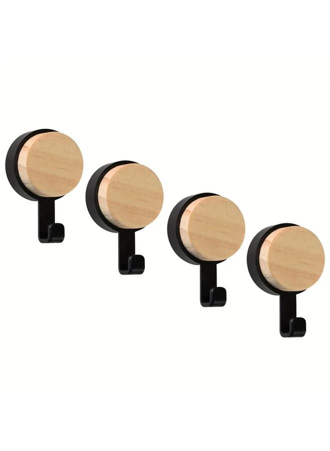 Black Adhesive Hooks 4pcs No Punch Wall Hooks For Door Window Kitchen Home - Image 1