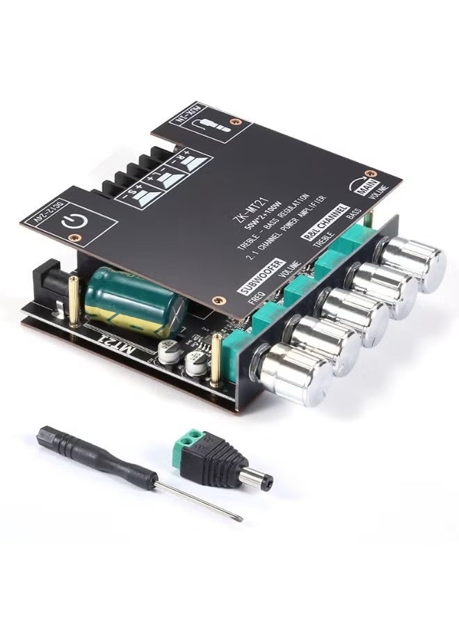 GMORO 2.1 Channel Bluetooth Audio Power Amplifier Board 50W×2+100W with Treble and Bass Control for DIY Bluetooth Speaker Home Theater - Image 1
