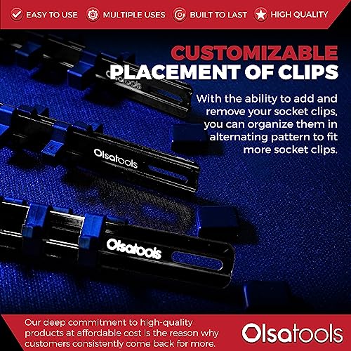 Olsa Tools Socket Organizer Set (3pc, Black) - Socket Holder and Socket Rail for 1/2-Inch, 3/8-Inch, and 1/4-Inch Drive Sockets - Holds 58 Chrome or Impact Sockets - Professional-Grade - Part: 1023 - Image 5