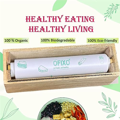 OFIXO Wooden Dispenser & Cutter for Multipurpose Aluminium Foil, Food Wrapping Paper, Butter Paper Cutter Kitchen Drawer, Bamboo Roll Organizer Holder - Image 2