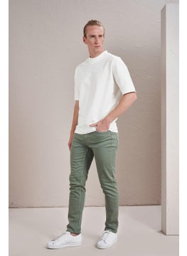 Tena Men's Green Five Pocket Cona Pfd Gabardine Trousers  - Image 1