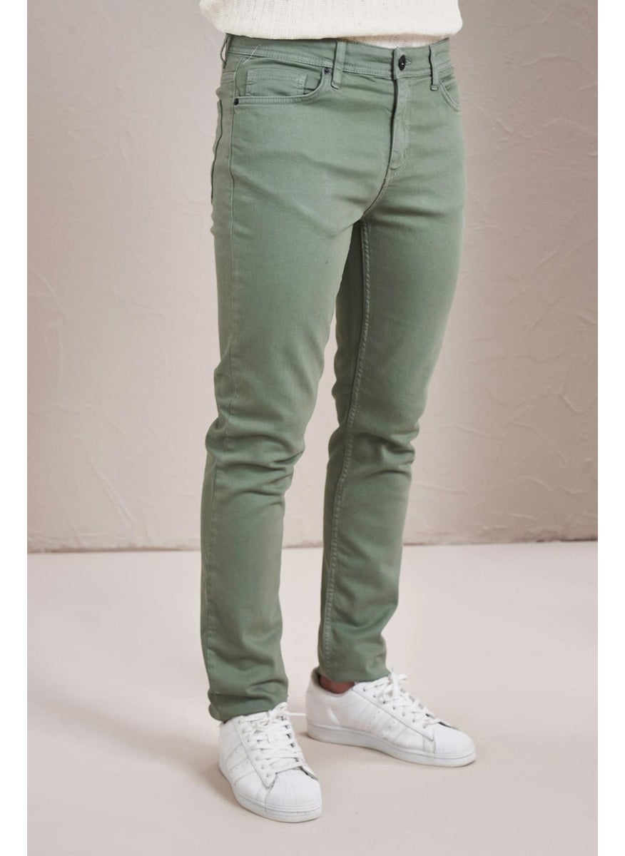 Tena Men's Green Five Pocket Cona Pfd Gabardine Trousers  - Image 4