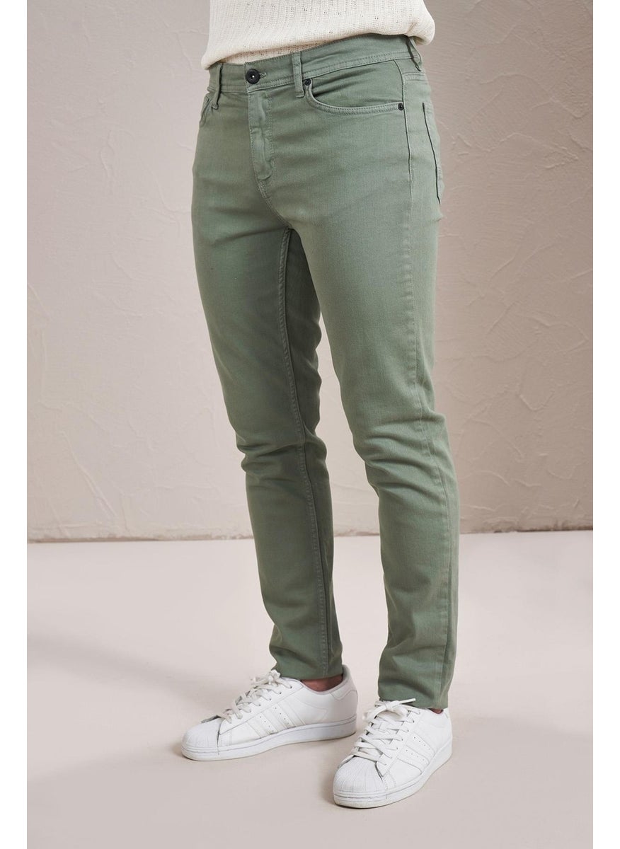 Tena Men's Green Five Pocket Cona Pfd Gabardine Trousers  - Image 3