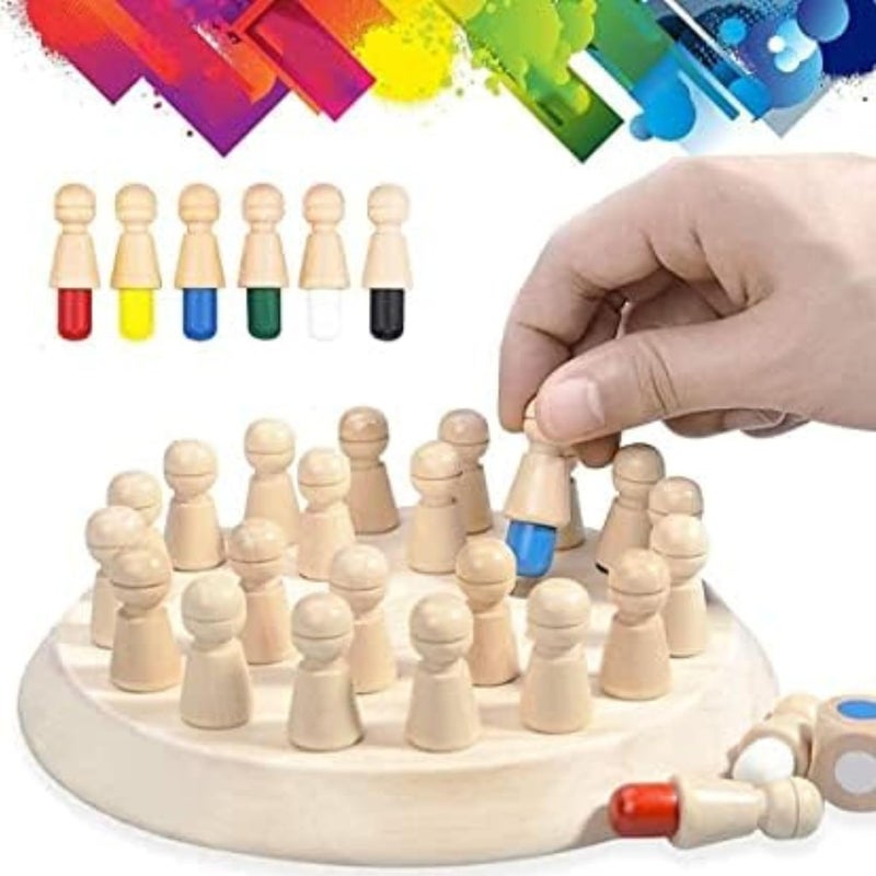 Wooden Memory Match Stick Chess Game Set | Educational Board Game for Kids | Brain Training Games for Kids 3+ Years