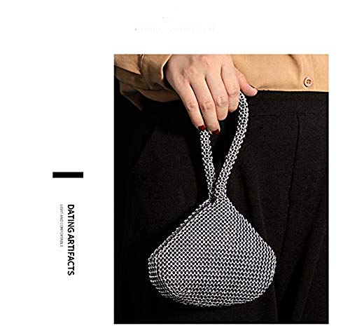 VISTATROY Women's Evening Bag Sparkly Rhinestone Purse Triangle Designer Chain Clutch Purse Bag Party Prom Wedding Purse (A Black) - Image 2