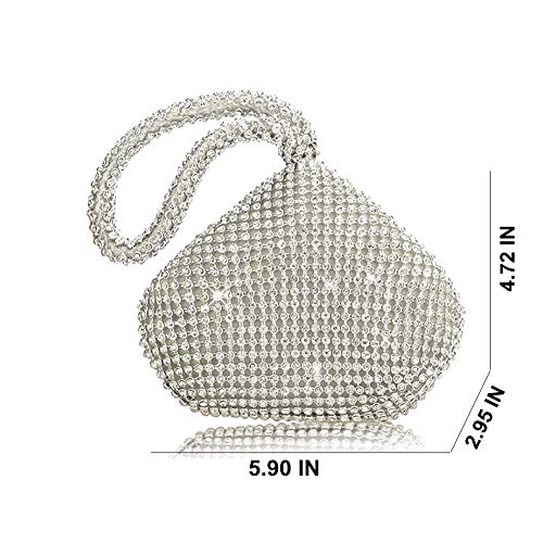 VISTATROY Women's Evening Bag Sparkly Rhinestone Purse Triangle Designer Chain Clutch Purse Bag Party Prom Wedding Purse (A Black) - Image 3