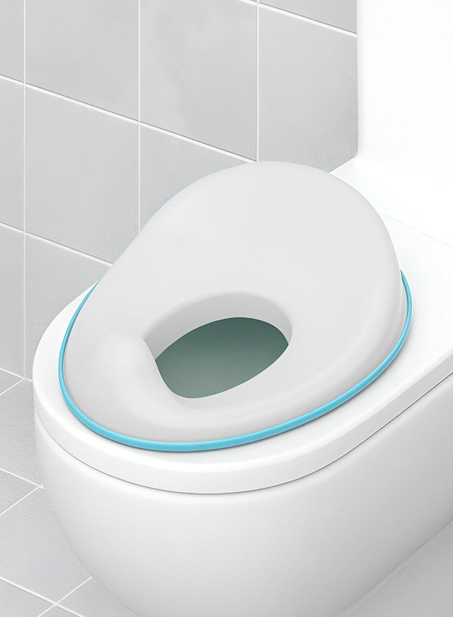 FLYI - Portable Baby Western Potty Training Seat for Boys and Girls(Plastic) Toddler Potty Toilet Seat for Kids 1+ Years Non-Slip with Splash Guard Fits all Round & Oval Western Toilets (White) - Image 1