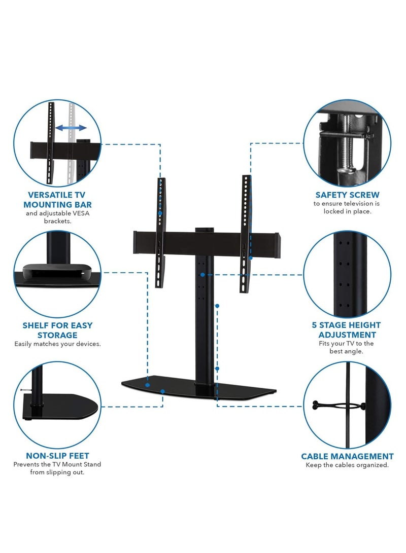 ELTRAZONE Universal Tabletop TV Stand Base with Height Adjustable Flat Screen TV Mount | Fits 32 to 60 Inch LED LCD Televisions | Stable & Durable TV Stand | Modern TV Stand for Living Room, Bedroom, or Office - Image 3