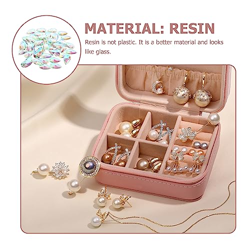 rosenice Rhinestone Buttons 50 pcs 17x28mm Teardrop Shape Sew or Glue on Resin Crystals Flat Back Rhinestone for Costume - Image 3