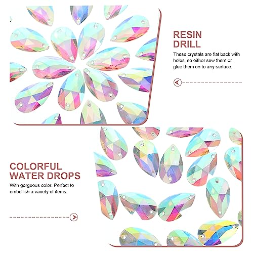 rosenice Rhinestone Buttons 50 pcs 17x28mm Teardrop Shape Sew or Glue on Resin Crystals Flat Back Rhinestone for Costume - Image 2