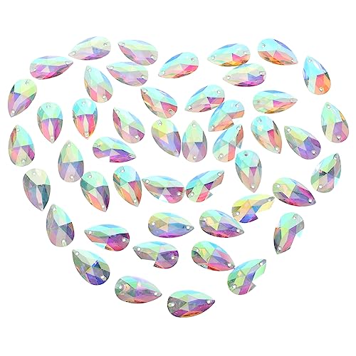 rosenice Rhinestone Buttons 50 pcs 17x28mm Teardrop Shape Sew or Glue on Resin Crystals Flat Back Rhinestone for Costume - Image 1