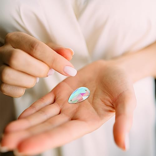 rosenice Rhinestone Buttons 50 pcs 17x28mm Teardrop Shape Sew or Glue on Resin Crystals Flat Back Rhinestone for Costume - Image 4