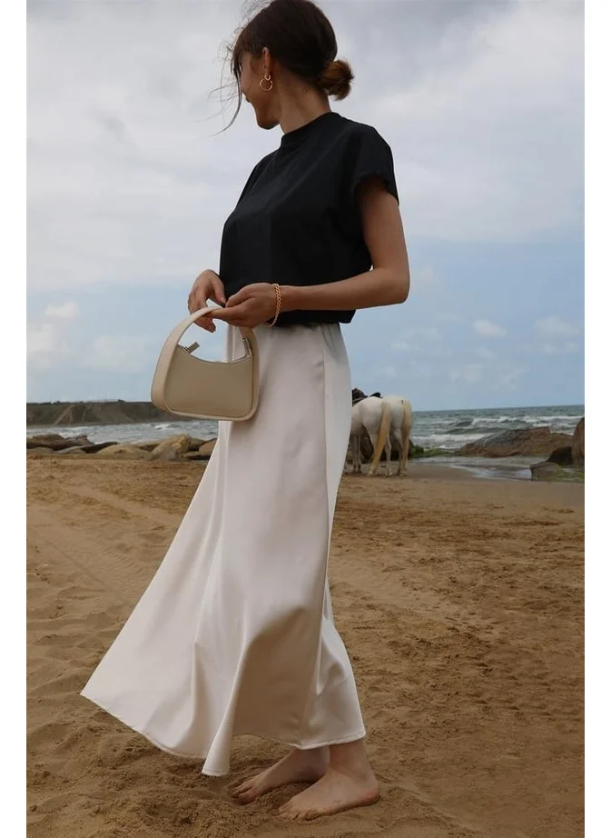 سود كوليكشن Saud Collection Ecru Satin Skirt