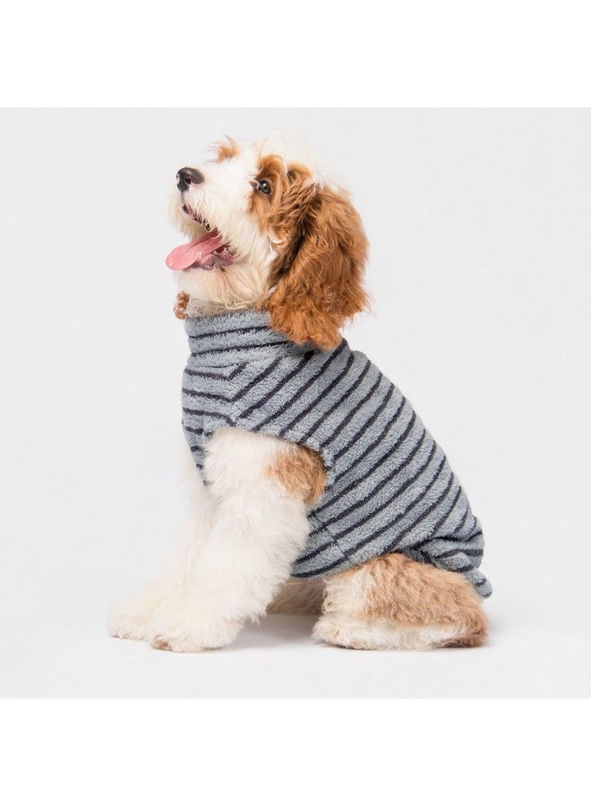 Fitwarm 2 Pack Striped Fleece Dog Sweater, Warm Winter Dog Clothes for Small Dogs Boy Girl, Fuzzy Pet Outfit, Doggy Pullover Jumper, Grey, Navy, Large - Image 2