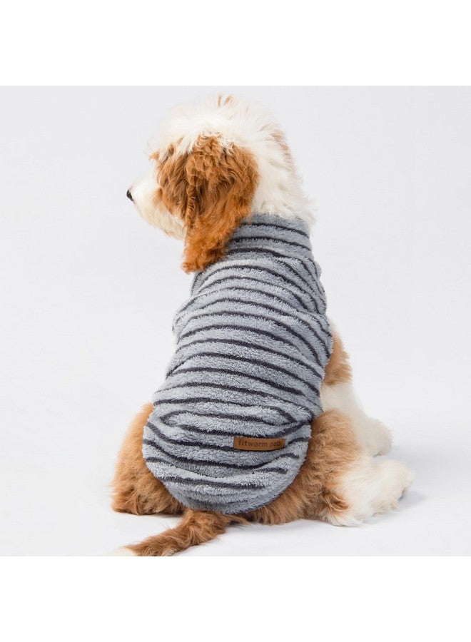Fitwarm 2 Pack Striped Fleece Dog Sweater, Warm Winter Dog Clothes for Small Dogs Boy Girl, Fuzzy Pet Outfit, Doggy Pullover Jumper, Grey, Navy, Large - Image 3