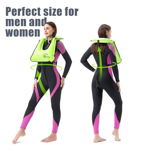 Rrtizan Snorkel Vest, Adults Portable Inflatable Swim Vest Jackets for Snorkeling Swimming Diving Safety(Green) - Image 5
