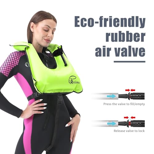 Rrtizan Snorkel Vest, Adults Portable Inflatable Swim Vest Jackets for Snorkeling Swimming Diving Safety(Green) - Image 4