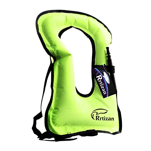 Rrtizan Snorkel Vest, Adults Portable Inflatable Swim Vest Jackets for Snorkeling Swimming Diving Safety(Green) - Image 1