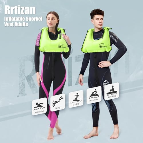 Rrtizan Snorkel Vest, Adults Portable Inflatable Swim Vest Jackets for Snorkeling Swimming Diving Safety(Green) - Image 2