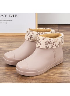Generic Fashion Ladies Slip-On Rain Boots Comfortable Non-Slip khakis [plus cotton sleeve]] 