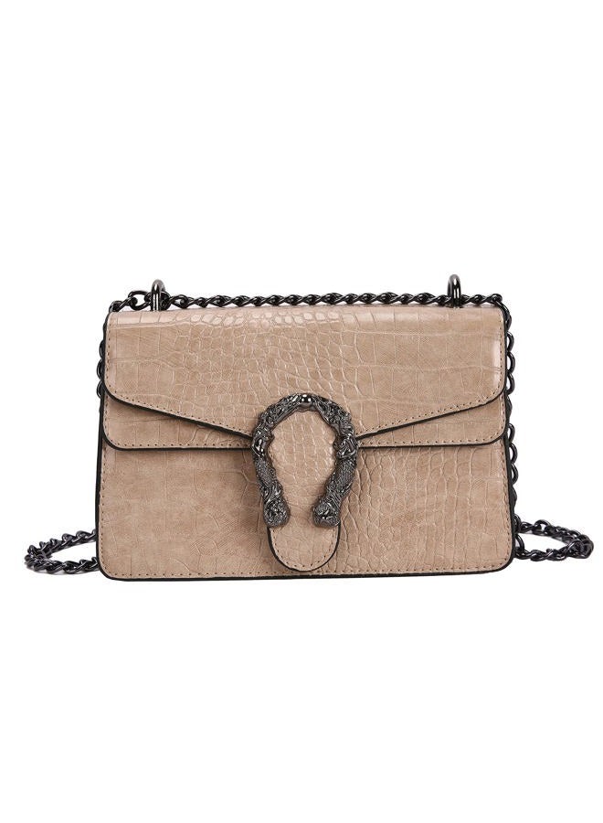 DEEPMEOW Crossbody Shoulder Chain Purse for Women - Crocodile Grain PU Leather Messenger Bag Evening Square Satchel Handbag (Z-Khaki small size) - Image 1