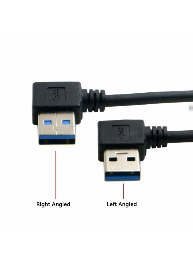 Cablecc USB 3.0 Type A Male 90 Degree Left Angled to USB 3.0 A Type Right Angled Extension Cable - Image 3
