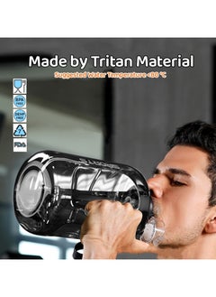 Soofam Large Capacity 2.5L Sports Water Bottle Tritan Material for Men and Women with straw and brush Pink  - Image 2