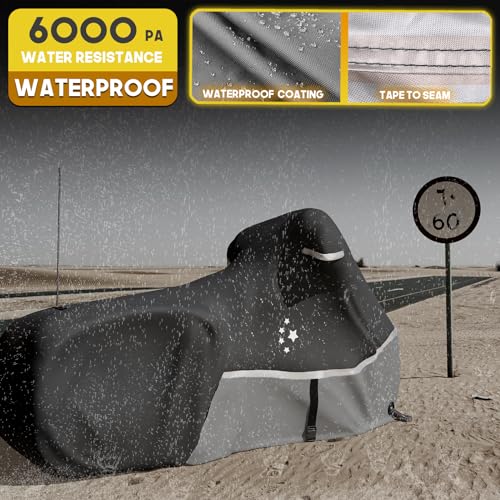 LI LIBZAKI Motorcycle Cover Storage for Touring Models Harley Davidson Road King,Road Glide,Street Glide, Electra Glide,Heritage Classic,Low Rider-ST,and Most Motorcycles Gray - Image 3