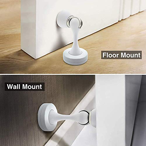 KOLAKO Door Stops, Magnetic Door Stoppers White, Brushed Floor Wall Mount Heavy Duty Soft Magnet Door Catch Holder Modern Magnetic Doorstops Wall Protector for RV Home - Image 4