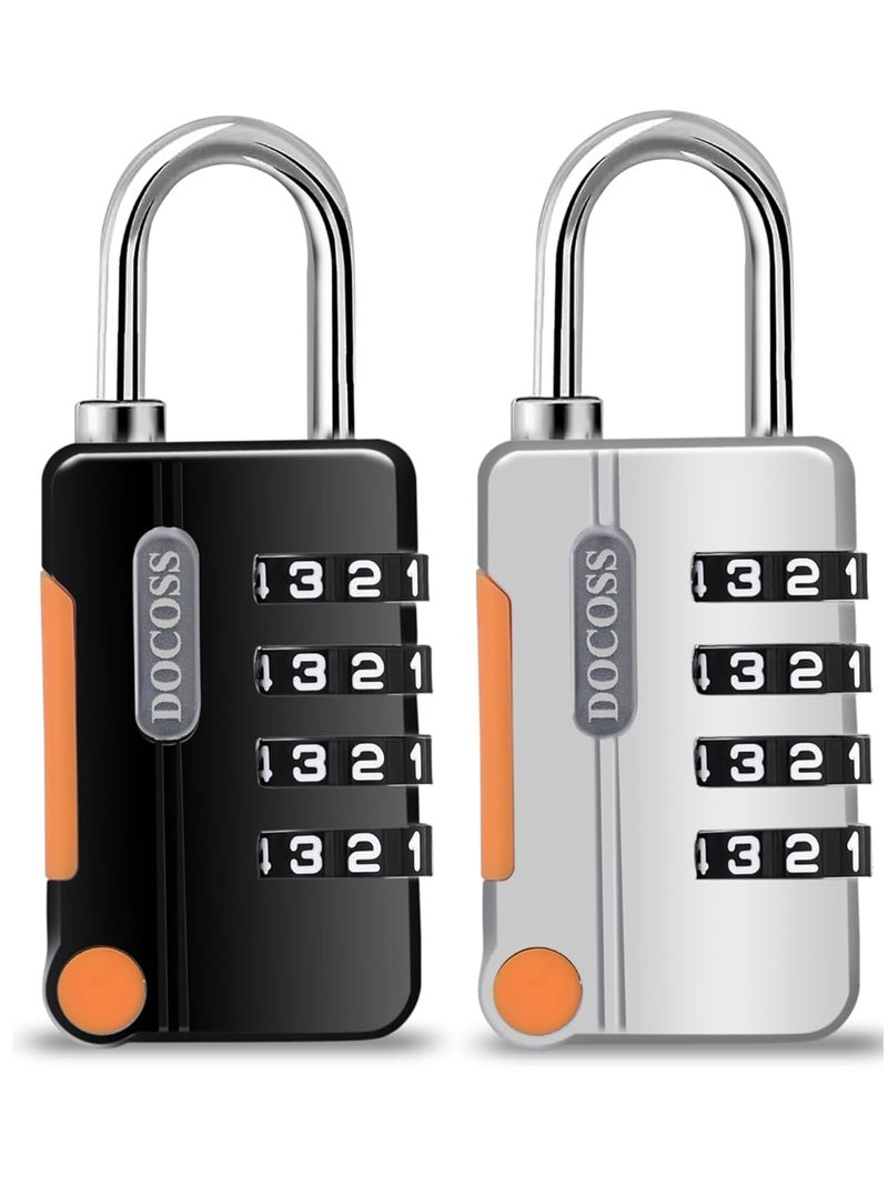 DOCOSS Metal 4 Digit Combination Number Lock for Bag Luggage Locks,Pack of 2 (Black,Grey) - Image 1