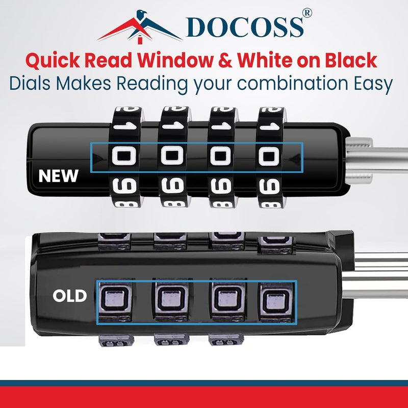 DOCOSS Metal 4 Digit Combination Number Lock for Bag Luggage Locks,Pack of 2 (Black,Grey) - Image 4