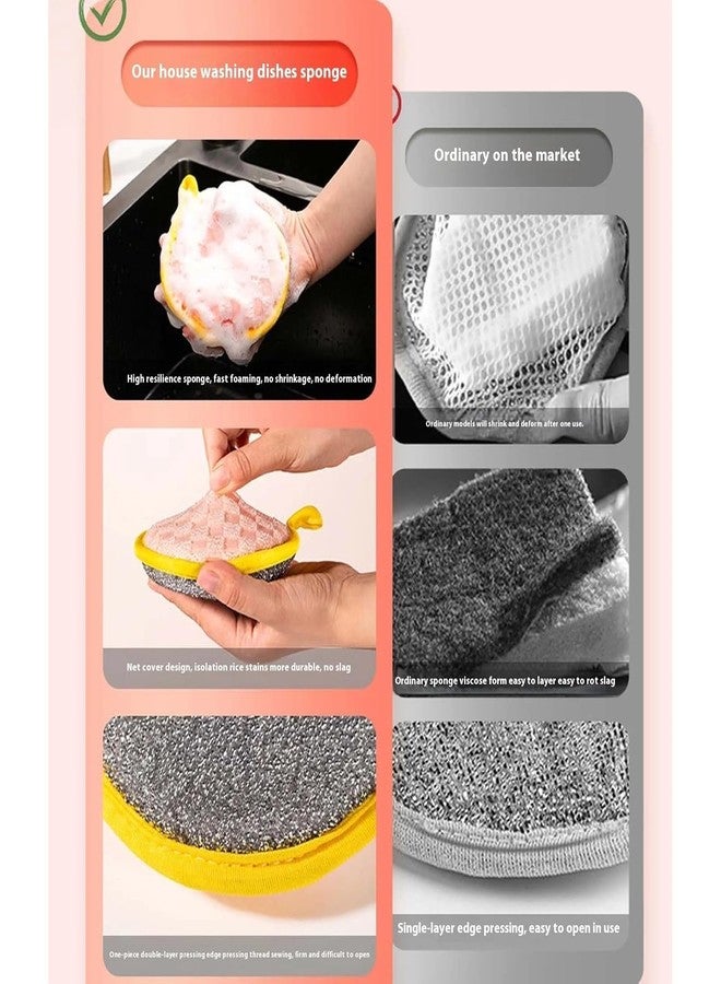 Orbica Dish Sponges, Double Sided Non-Scratch Scrub Cleaning Sponges, Rough Scrubbers Side for Non-Stick Cookware, Soft Microfiber Scrub Side for Dishes (Pack of 5) - Image 5