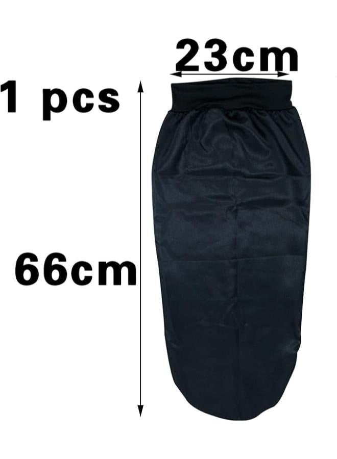 LABUYI 1 x Satin Sleep Cap, Long Satin Hair Cap, Sleep Cap, Silk Long Hair, Silk Scarf Hair Sleeping, Silk Bonnet Long Hair, Sleep Cap Hair Protection, for Long Curly Hair (Black) - Image 4