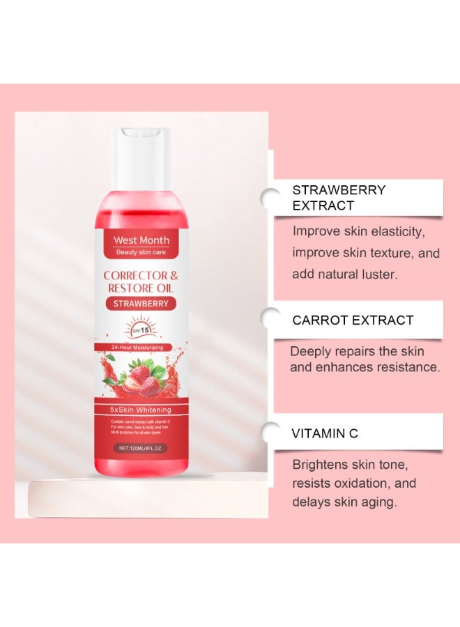 WEST MONTH Strawberry Multi-Purpose Care Oil, 24H Moisturizing Oil for Face, Body & Hair, 120ml - Image 3