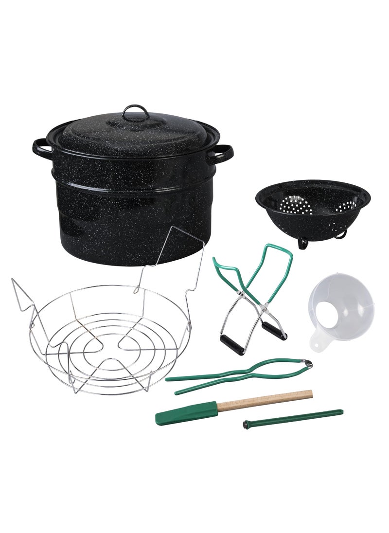 Granite Ware Granite Ware 9 Piece Enamelware Water bath Canning Pot with Canning kit Colander and Rack Canning Supplies Starter Kit 