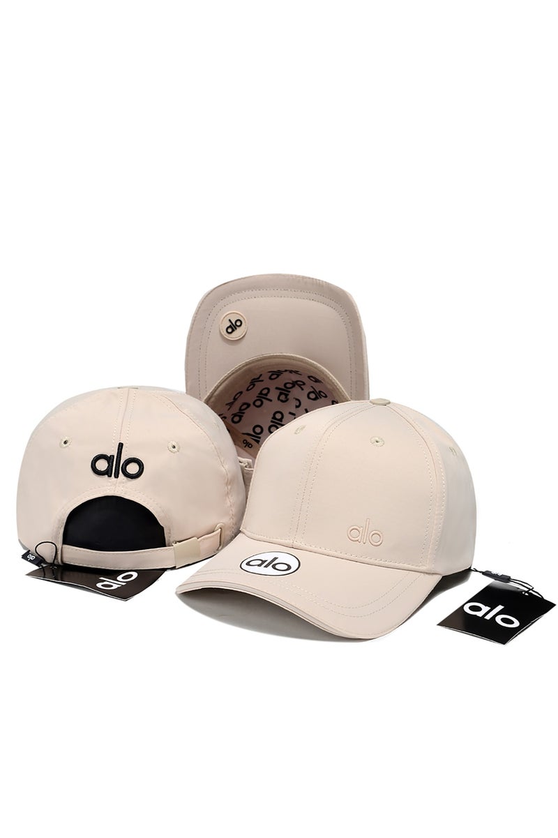 Alo Yoga Off - White Baseball Cap Multi - Element Alo Logos & 3D Patch Design