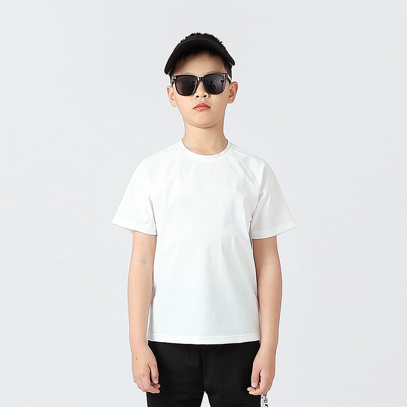 Summer Korean Children'S Clothing New Boys Sports Short Sleeve Big Children Quick Dry Ice Silk Top Girls Short Sleeve T-Shirt - Image 3
